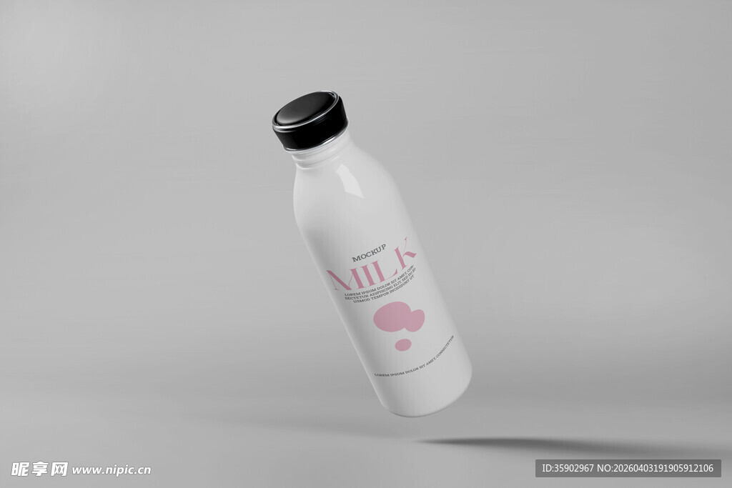 白色饮料瓶悬浮展示