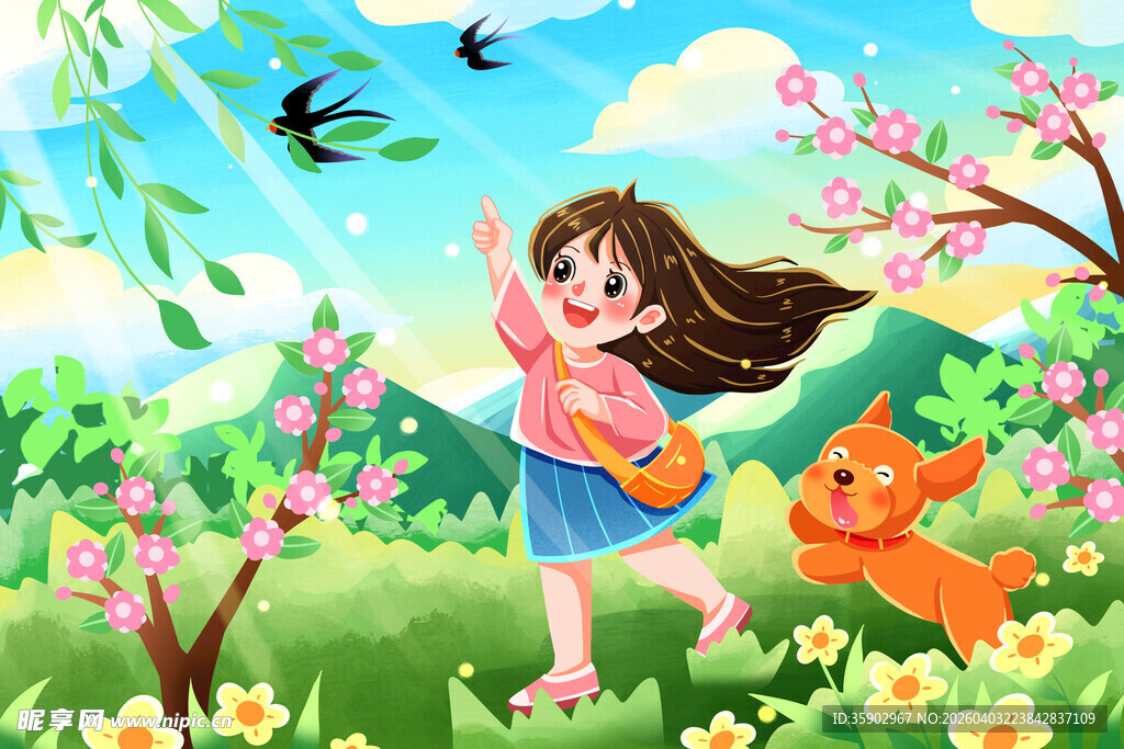 春日女孩与萌猫的美好时光