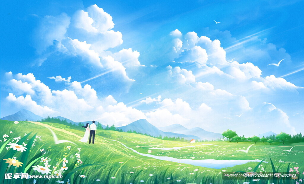 田园风光中的悠然漫步