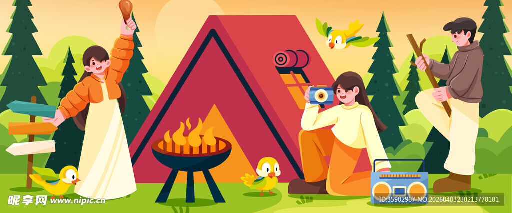 欢乐户外露营场景