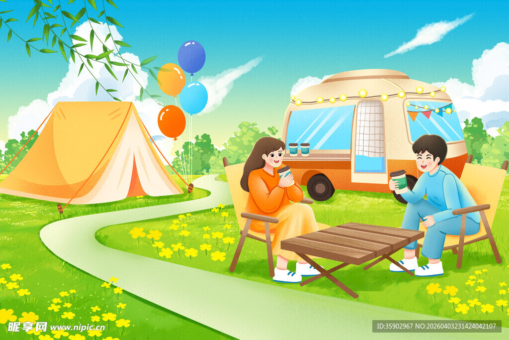 户外露营的惬意时光