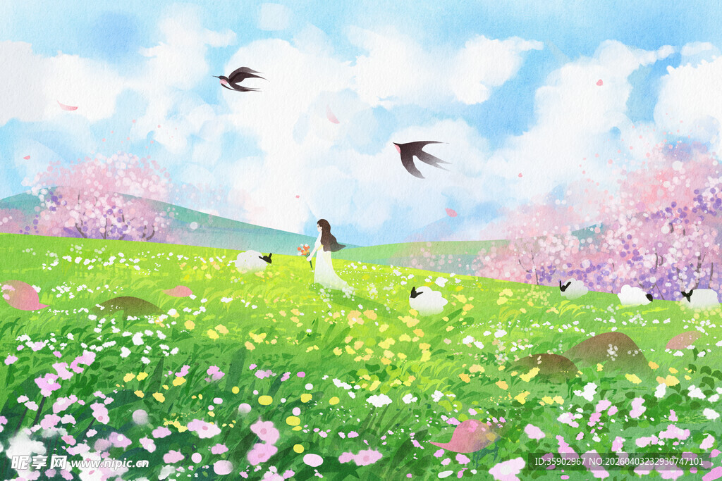 春日花海中的浪漫景象