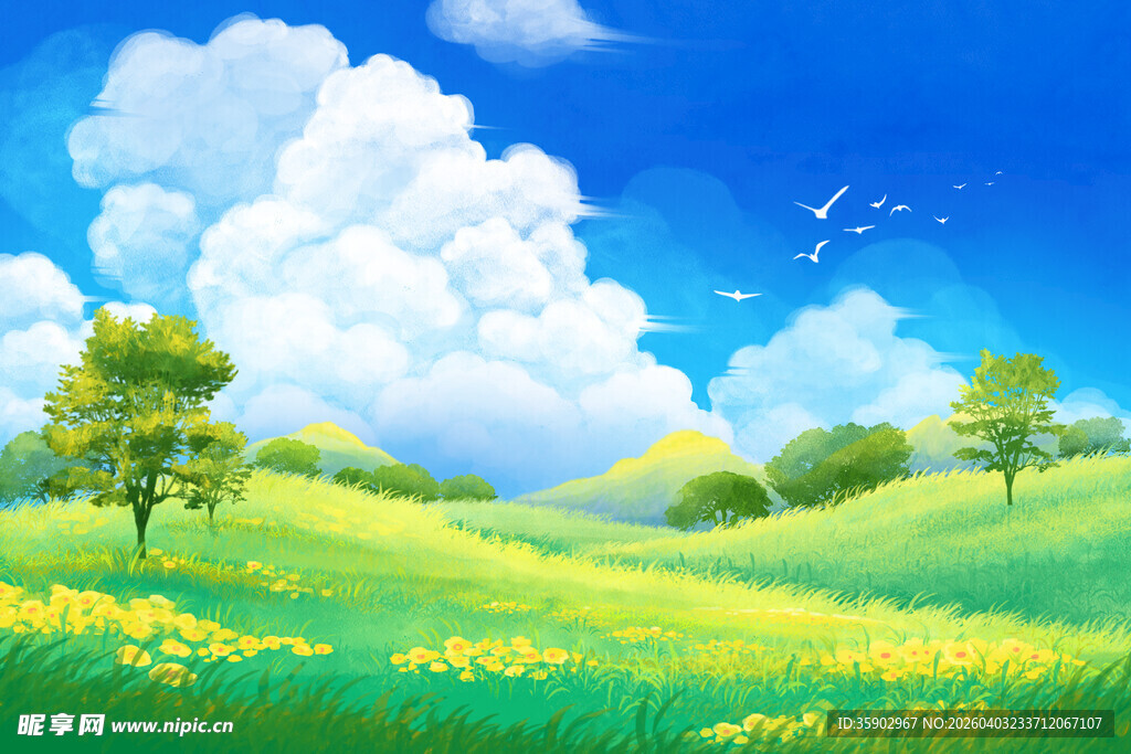 美丽山野田园风光图