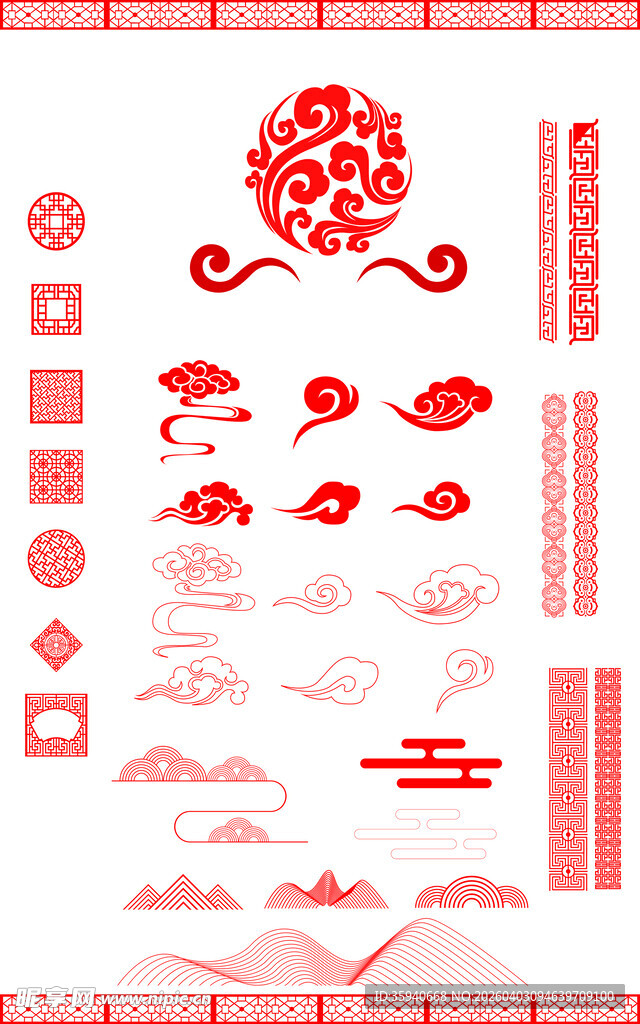中式传统红色元素设计素材
