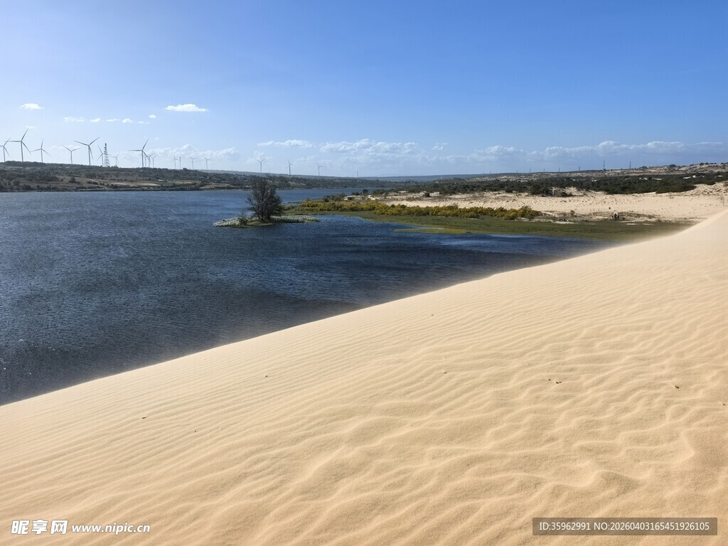 沙漠边的水域风光