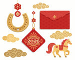 马年春节装饰元素集合
