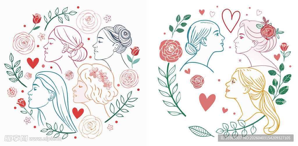 梦幻独角兽花卉插画图案