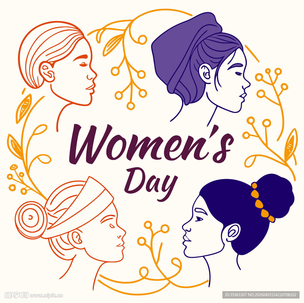 妇女节女性头像插画