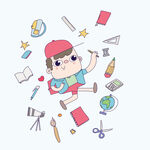 创意少年与多彩学习用品