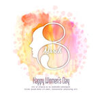 妇女节快乐女性剪影水彩图