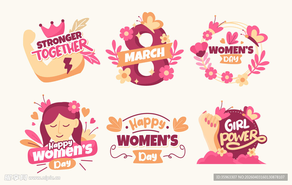 妇女节创意标志设计元素