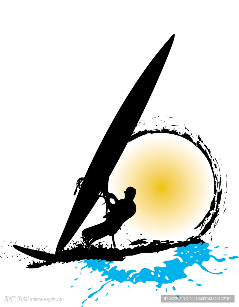 夕阳下的帆板运动