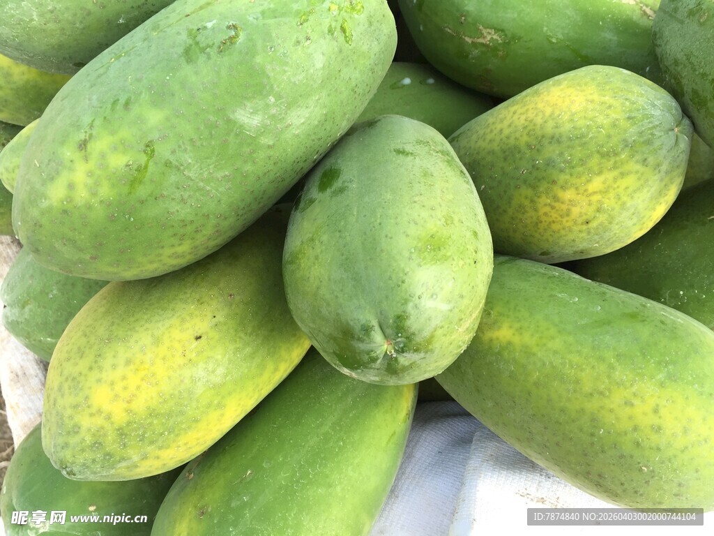 一堆鲜绿的青皮瓜