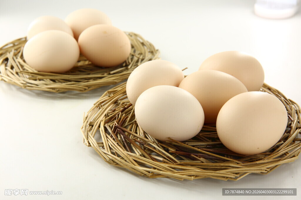 鸟巢中的新鲜鸡蛋