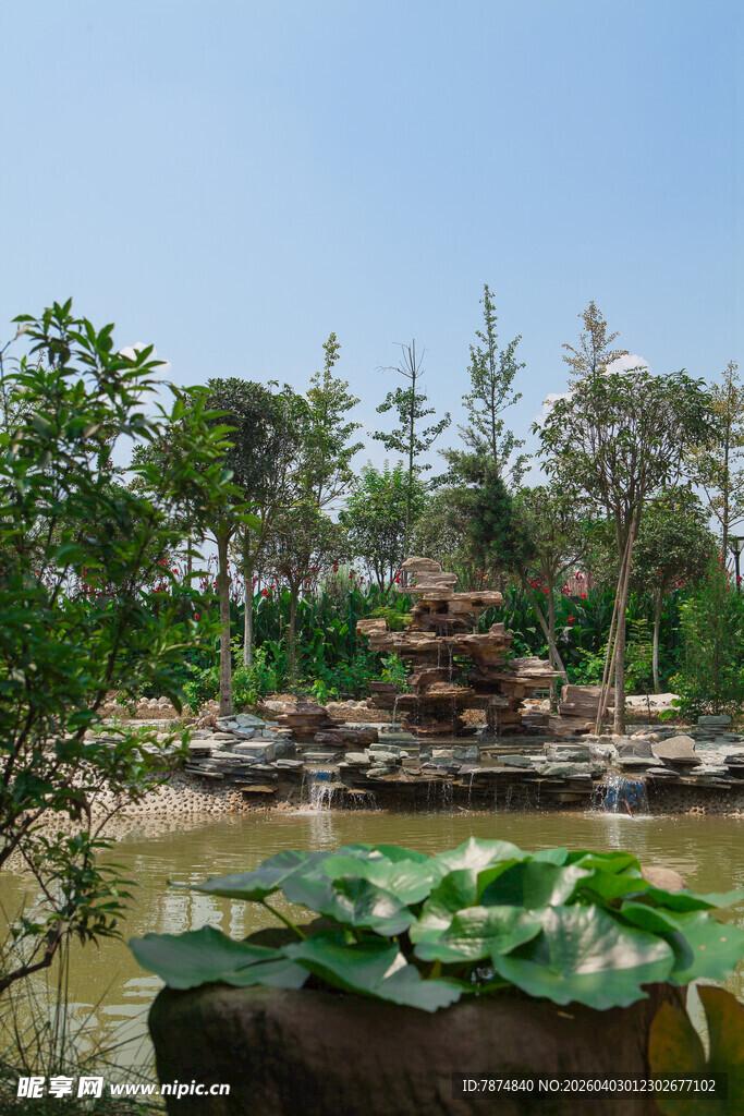 中式园林池塘景观