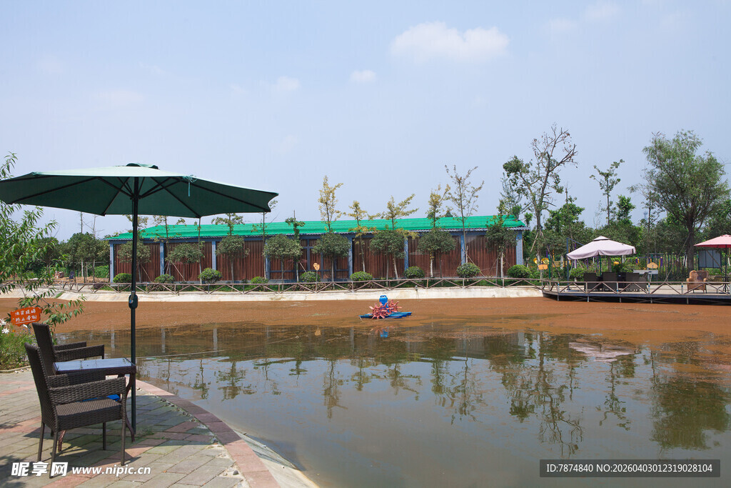湖畔休闲场景 惬意时光