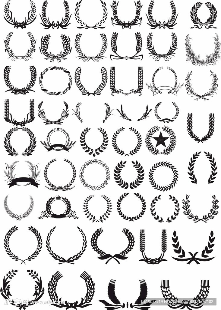 麦穗 多样环形图案设计素材