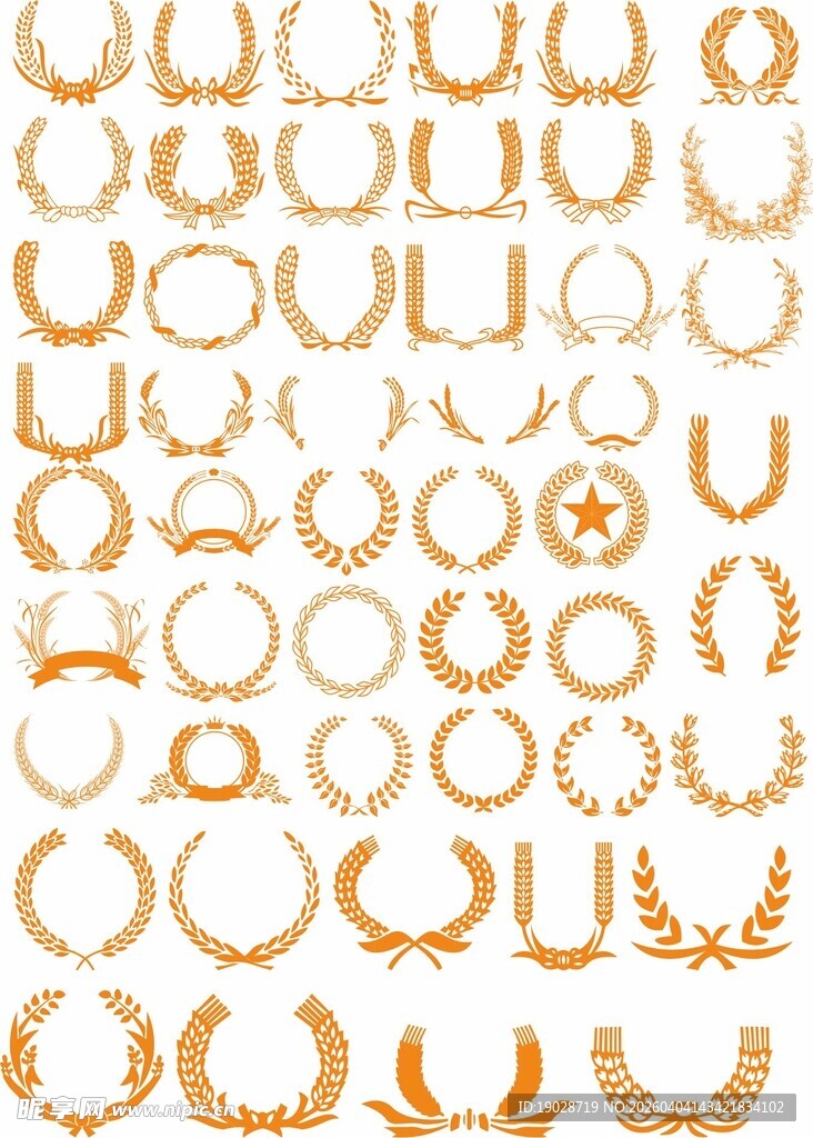 全部麦穗都多样金色环形饰品展示