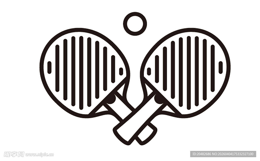 矢量乒乓球线稿