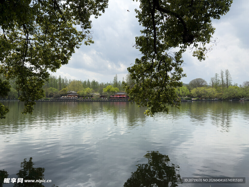 宁静湖畔的自然景致