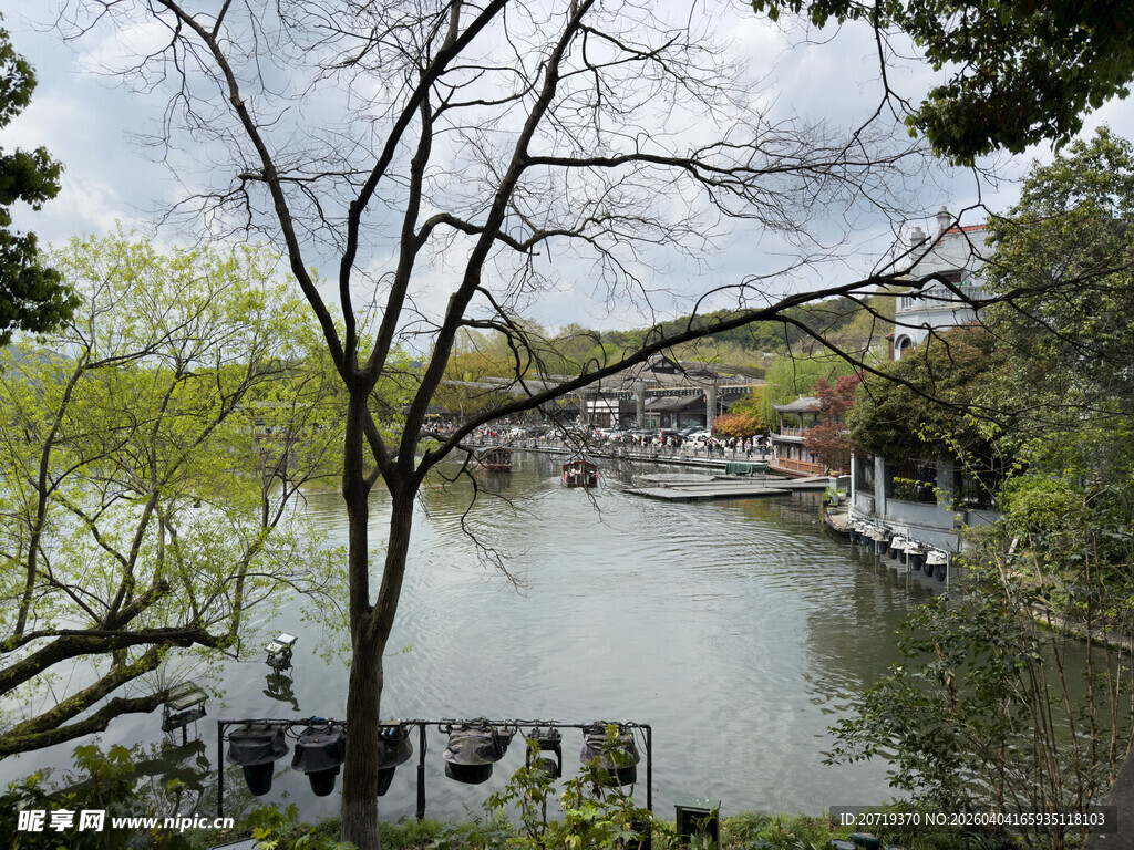 江南水乡湖畔春日景致