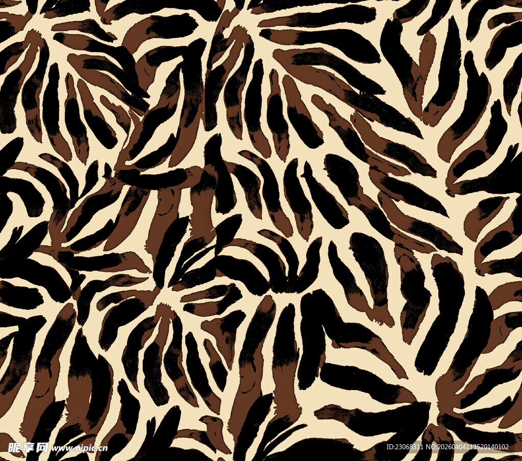 斑马纹树叶图案纹理设计