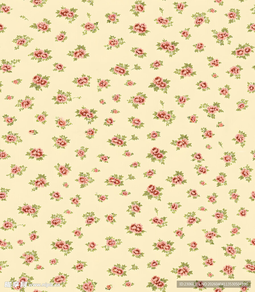 复古碎花图案布料纹理