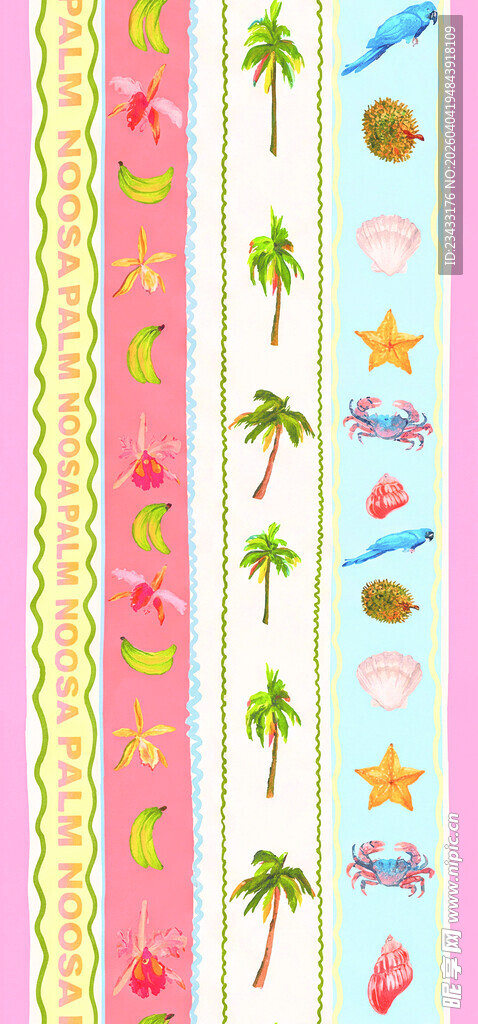 多彩热带风图案布料设计