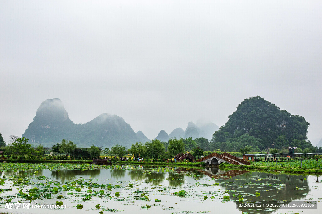 烟雨漓江田园山水美景