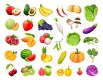 多彩新鲜蔬菜与水果集合