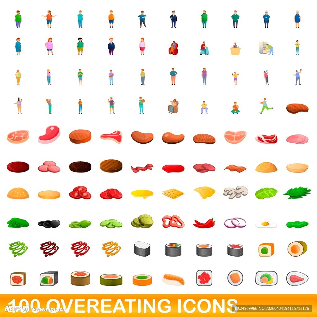 100个暴饮暴食图标集合
