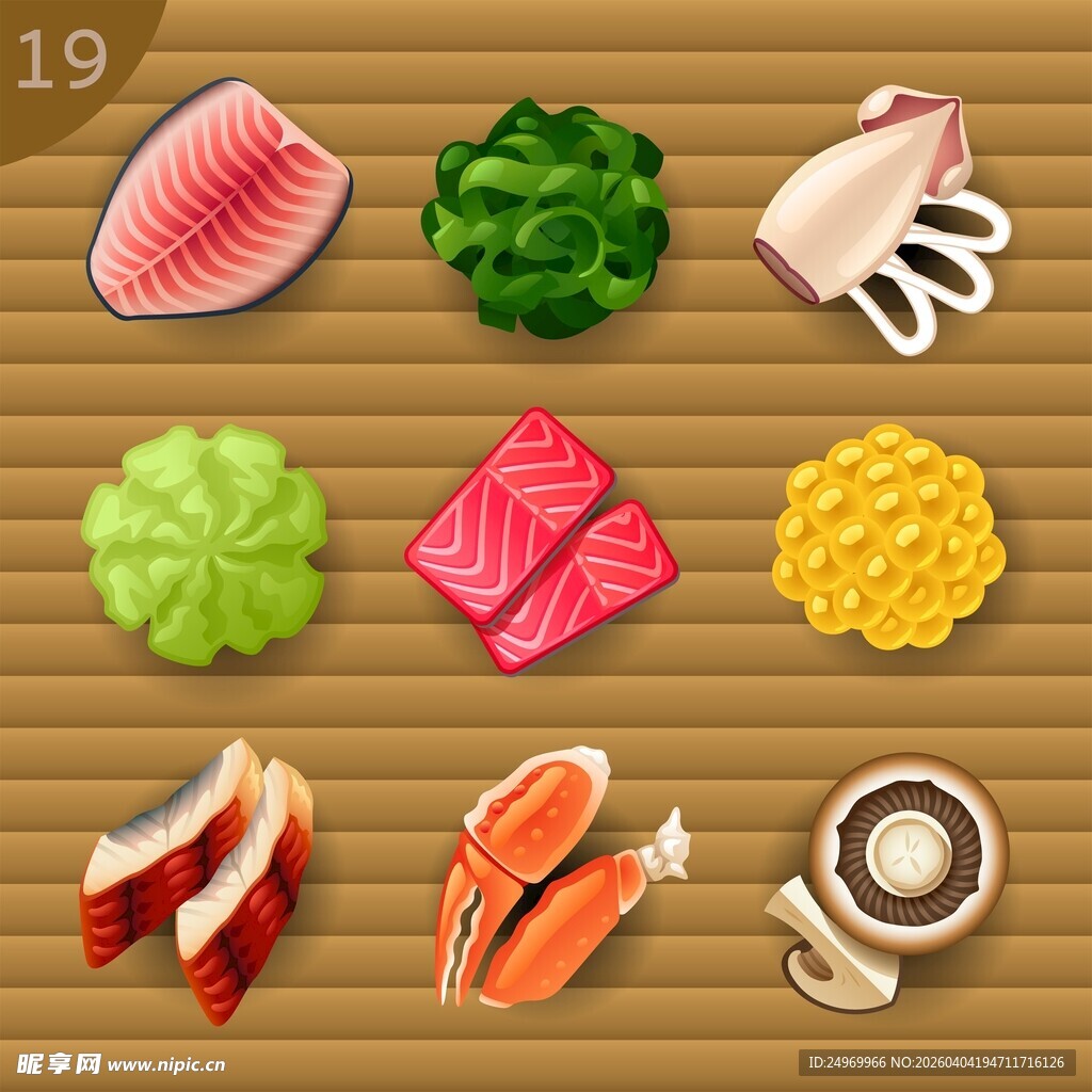 多样日式寿司食材大集合
