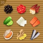 多样寿司食材展示