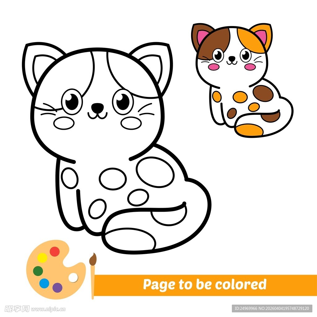 猫咪涂色素材
