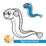 彩色与黑白的可爱鳗鱼图