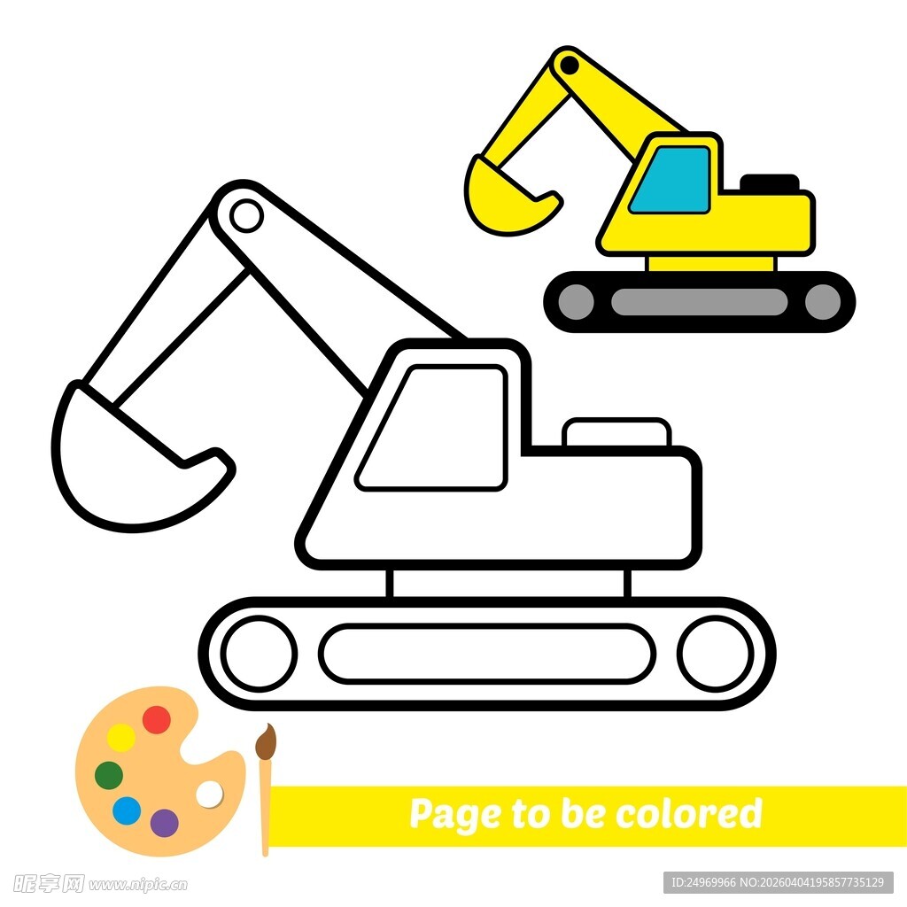 挖掘机简笔画绘画教程