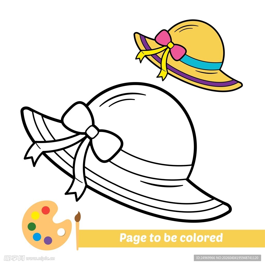 女士遮阳帽涂色素材