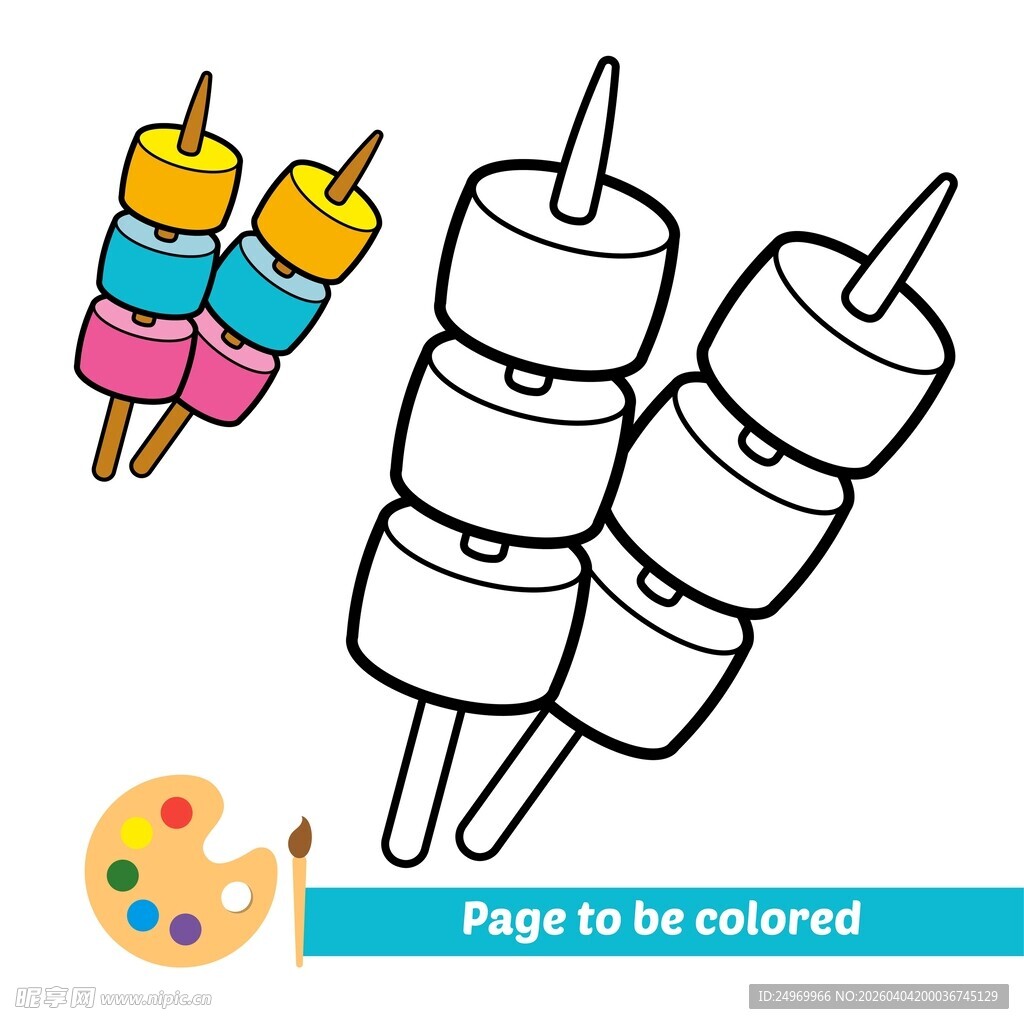 彩色与黑白棉花糖插画