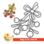 圣诞槲寄生涂色页素材