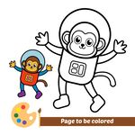 卡通猴子宇航员待填色