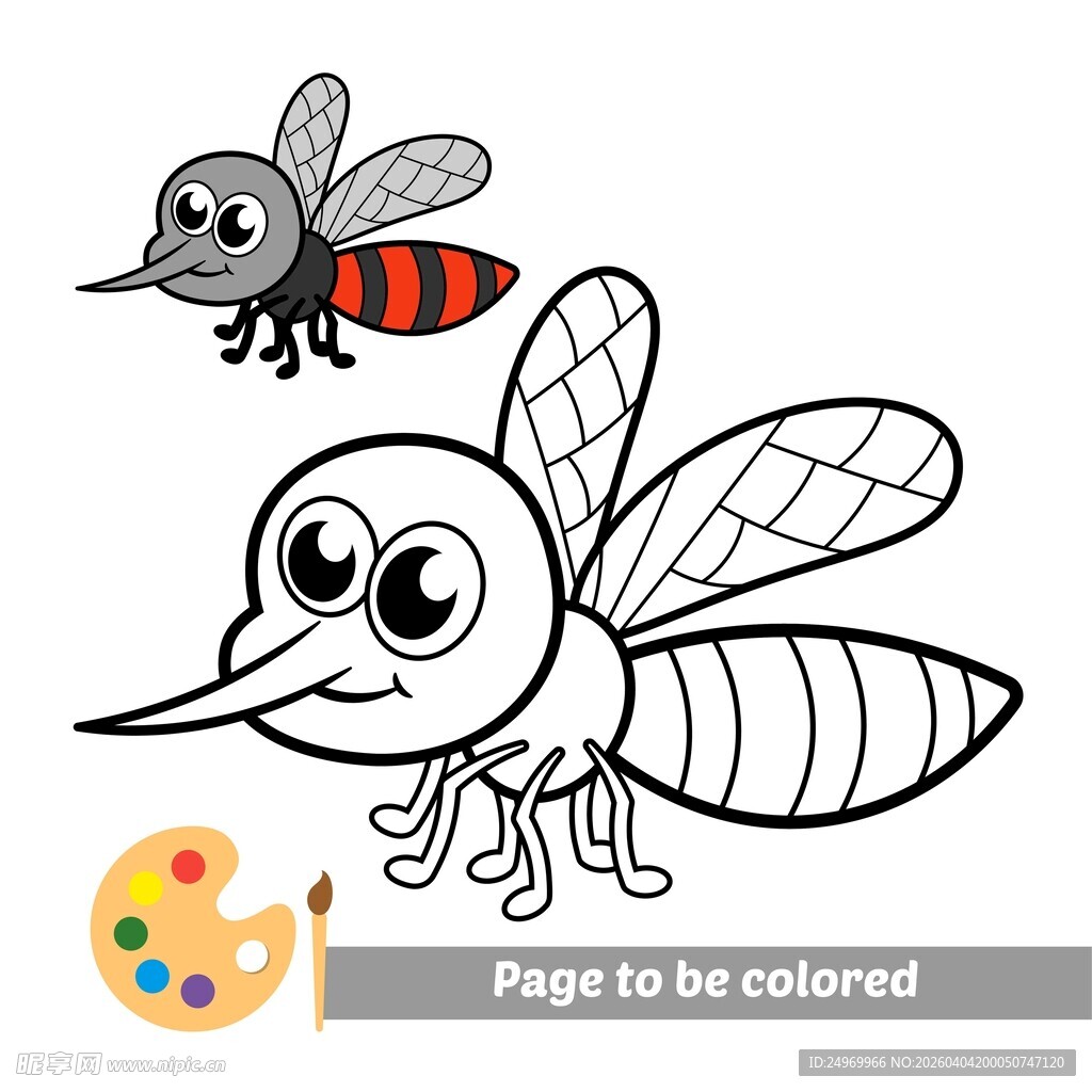 可爱蚊子待涂色