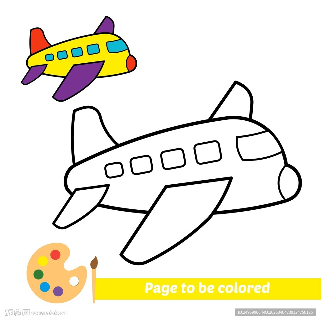 飞机简笔画填色素材