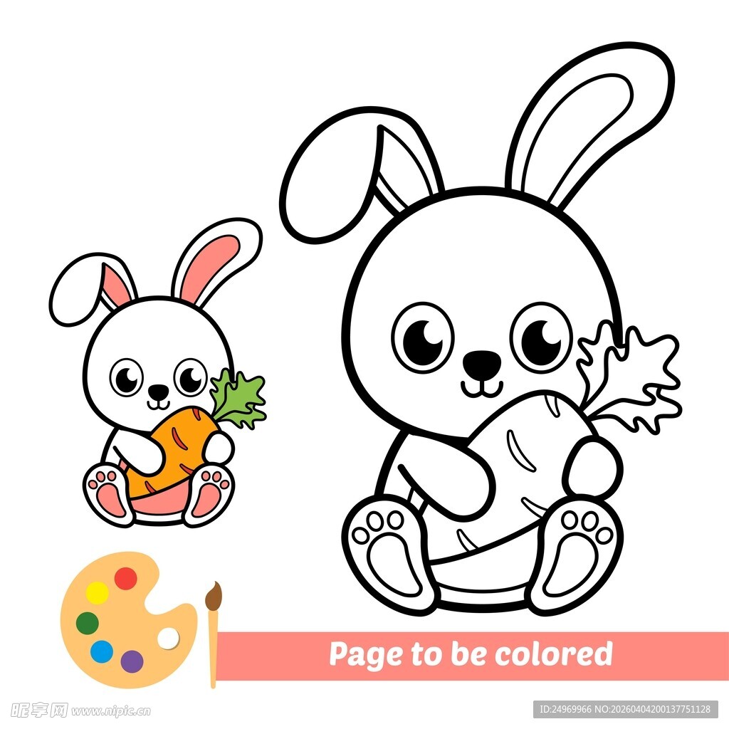 可爱兔子待涂色