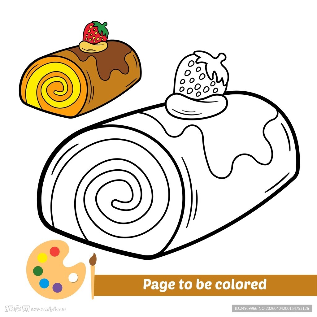 卡通美味蛋糕待涂色