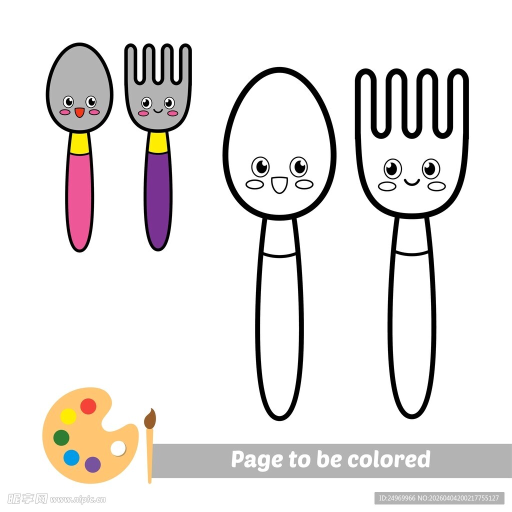 可爱卡通餐具简笔画