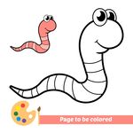 可爱蠕虫涂色页