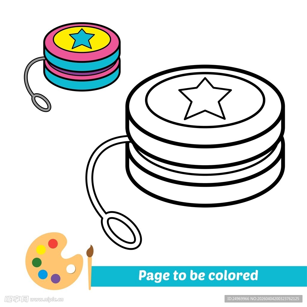 彩色陀螺与线轴涂色素材