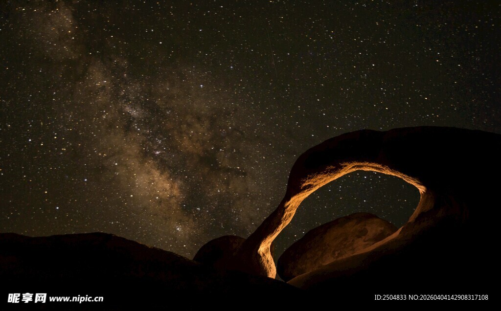 星空下的帐篷剪影