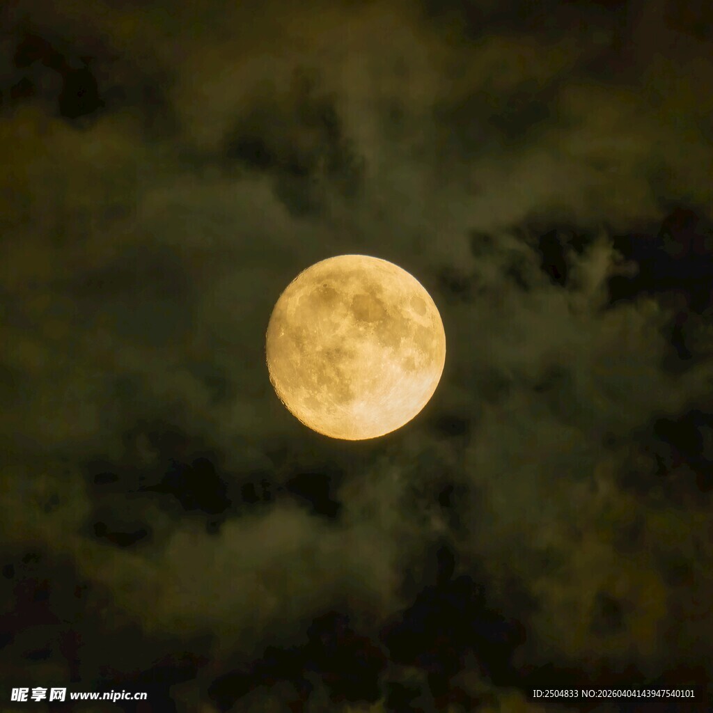 夜空中的明亮满月