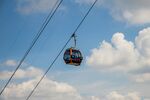 空中缆车穿梭于蓝天白云间